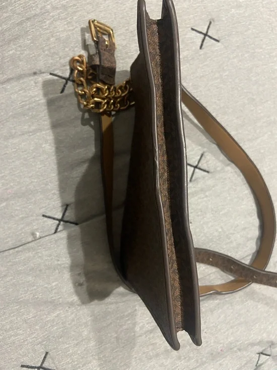 Michael Kors Tan Leather Belt Strap with Gold Chain Accent - Picture 8 of 9